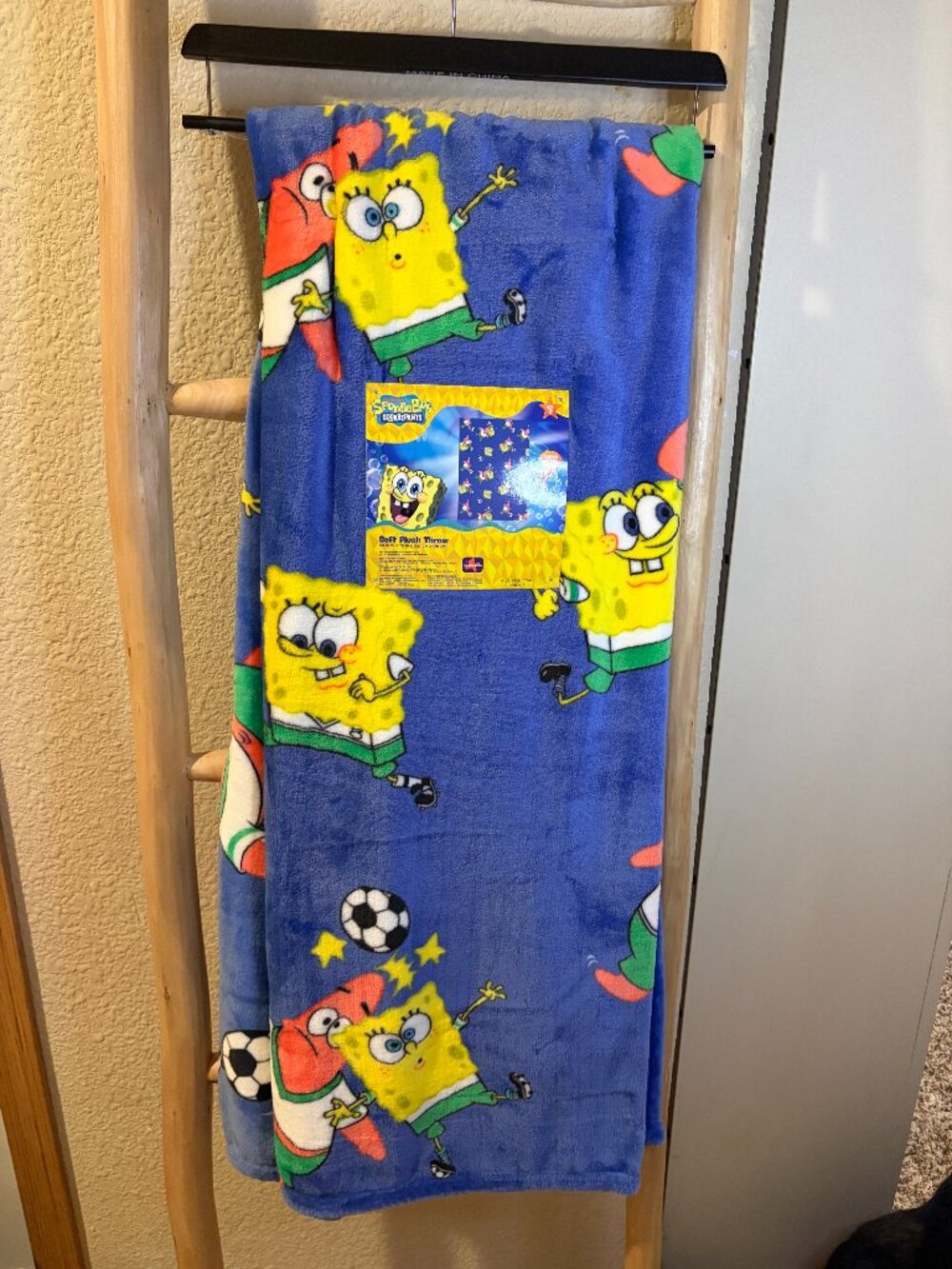 SpongeBob SquarePants Plush Throw Blanket Patrick Soccer 50x70 NWT